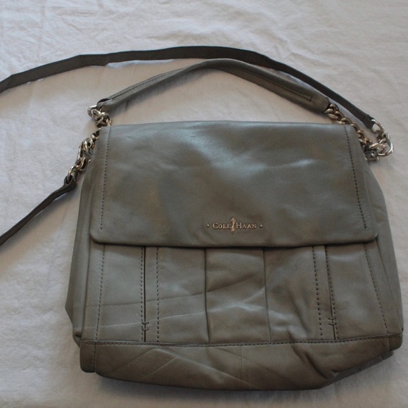 Grey Leather Cole Hahn Leather Messenger/Satchel Bag - Picture 1 of 6